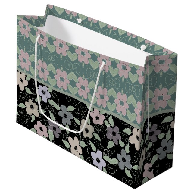Schwarze und Aquamarine, geflochtene Geschenktasch Große Geschenktüte (Vorderseite Schrägansicht)