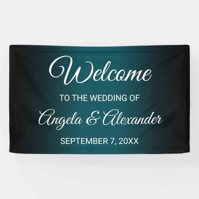 Schwarze und Aquamarine grüne Hochzeit Banner (Horizontal)