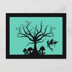 Schwarze und Aquamarine Spooky-Fairy-Postkarte Postkarte