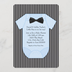Schwarze und blaue Babyparty mit Nadelstreifen Einladung
