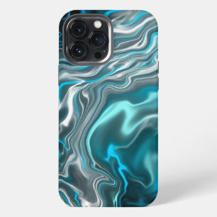 Schwarze und blaue Marmor Fluid Kunst iPhone 13 Pro Max Hülle