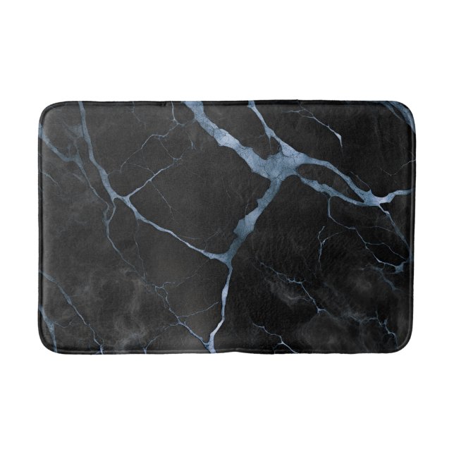 Schwarze und blaue Marmorsteinstruktur Badematte (Vorderseite)