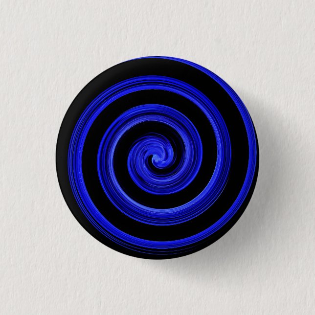 Schwarze und blaue Spirale Button (Vorderseite)