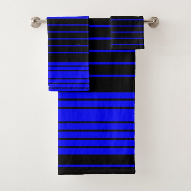 Schwarze und blaue Streifen Badhandtuch Set (Insitu)