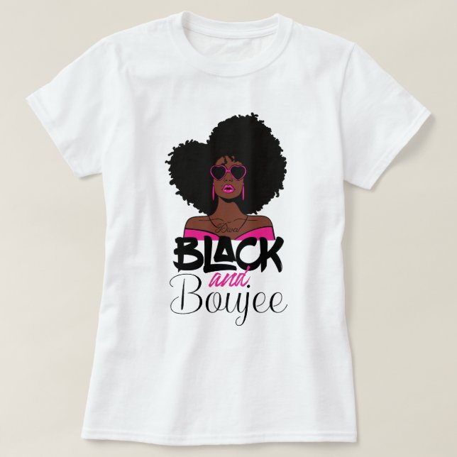 Schwarze und Boujee-Amerikanerin T-Shirt (Design vorne)