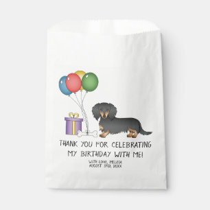 Schwarze und braune Langhaar-Dachshund-Geburtstags Geschenktütchen