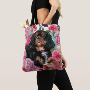 Schwarze und bräunliche Cavalier-Totasche Rosa B Tasche
