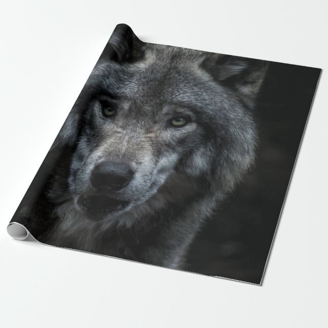SCHWARZE UND BROWN-WOLF-MALERIE GESCHENKPAPIER (Ungerollt)
