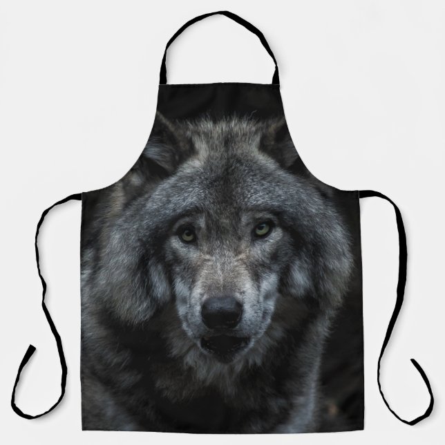 SCHWARZE UND BROWN-WOLF-MALERIE SCHÜRZE (Vorderseite)