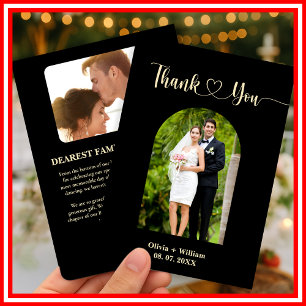 Schwarze und buttergelbe Foto-Hochzeit-Dankeskarte Dankeskarte