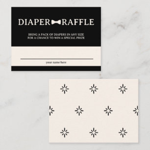 Schwarze und cremefarbene Fliege Windel-Raffle Begleitkarte