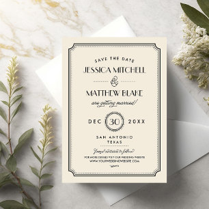 Schwarze und elfenbeinfarbene Art Deco Save-the-Da Magnetkarte