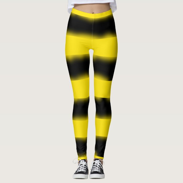 Schwarze und gelbe Biene-Inspirierte Leggings (Vorderseite)