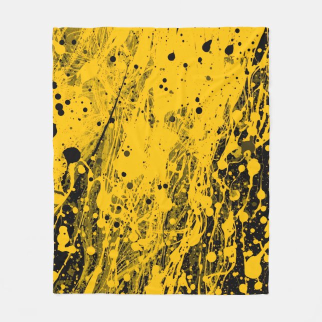 Schwarze und gelbe Farbspritzer Fleecedecke (Vorderseite)