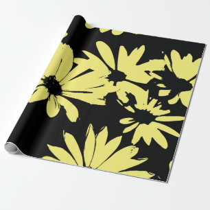 Schwarze und gelbe Gänseblümchen Geschenkpapier