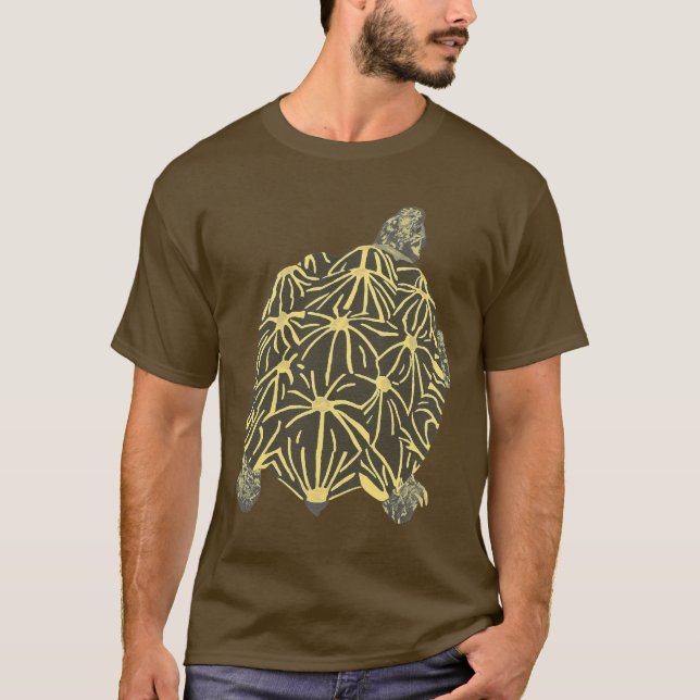 Schwarze und gelbe Stern-Schildkröten-T-Shirts T-Shirt (Vorderseite)
