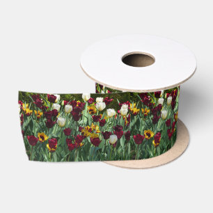 Schwarze und gelbe Tulpen Farbige Blumen Satinband