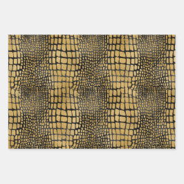 SCHWARZE UND GOLD ALLIGATOR LEOPARD TIGER PATTER GESCHENKPAPIER SET