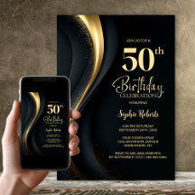 Schwarze und goldene 50. Geburtstagsfeier