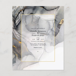 Schwarze und goldene Alkohol-Tinte Hochzeitseinlad Flyer