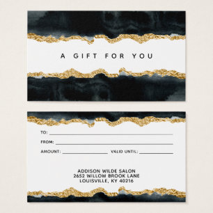 Schwarze und goldene Aquarell-Geschenkkarte