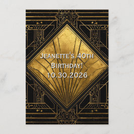 Schwarze und goldene Art Deco-Einladung Einladung