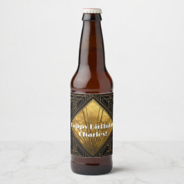 Schwarze und goldene Art Deco-Papier-Servietten Bierflaschenetikett