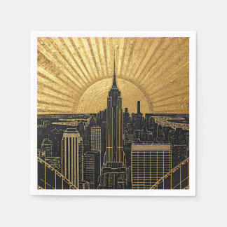 Schwarze und goldene Art Deco-Papier-Servietten Serviette