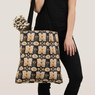 Schwarze und goldene Blumen-Tasche Tasche