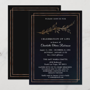 Schwarze und goldene Blumenfeier Einladung