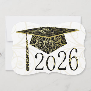 Schwarze und goldene Blumenmütze 2026 Karte