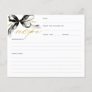Schwarze und goldene Bogen Brautparty Rezeptkarte