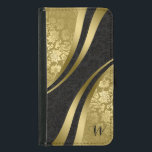 Schwarze und goldene Damasken mit moderner Geometr Samsung Galaxy S5 Geldbeutel Hülle<br><div class="desc">Elegantes,  Vintages,  blumengemasertes,  modernes Design in Gold und Schwarz. Anpassbare Monogramm.</div>