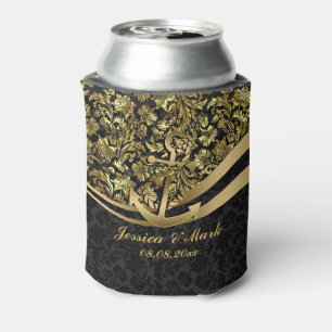 Schwarze und goldene Damasken mit Nautical Anker Dosenkühler