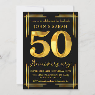 Schwarze und goldene Einladungen zur 50. Jubiläums