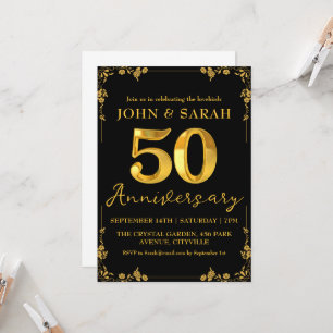 Schwarze und goldene Einladungen zur 50. Jubiläums