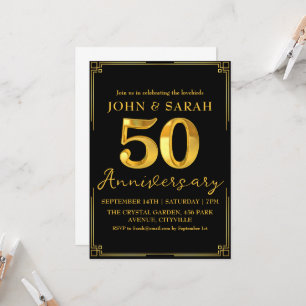 Schwarze und goldene Einladungen zur 50. Jubiläums