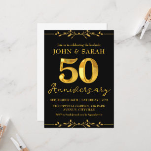 Schwarze und goldene Einladungen zur 50. Jubiläums