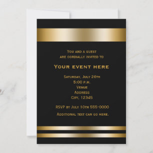 Schwarze und goldene elegante Dinnerparty-Veransta Einladung