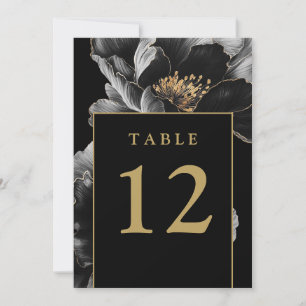 Schwarze und goldene elegante florale schicke Tisc Einladung