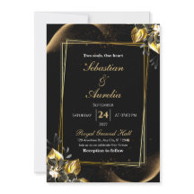 Schwarze und goldene elegante geometrische Hochzei