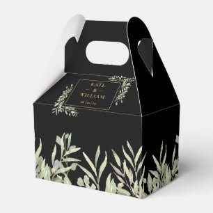 Schwarze und goldene elegante Grüne Hochzeit  Geschenkschachtel