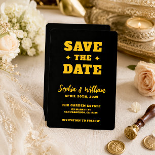 Schwarze und goldene elegante Hochzeit Save The Date