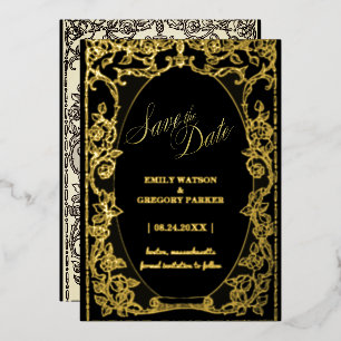 Schwarze und goldene Eleganz, Bilderrahmen Folieneinladung