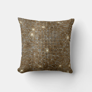 Schwarze und goldene falsche Glitter-Glam-Punkte Kissen