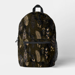 Schwarze und goldene Feder bedruckte Rucksack