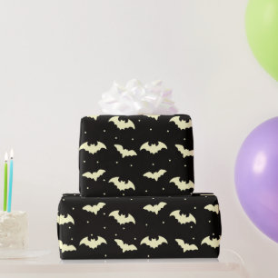 Schwarze und goldene Fledermäuse Schwarzes Hallowe Geschenkpapier