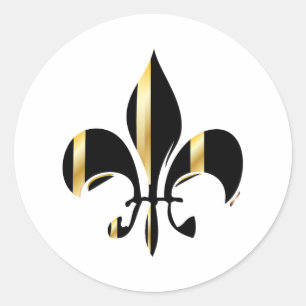 Schwarze und goldene Fleur de Lis Runder Aufkleber