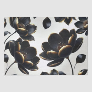Schwarze und goldene florale Greige-Hochzeit Seidenpapier
