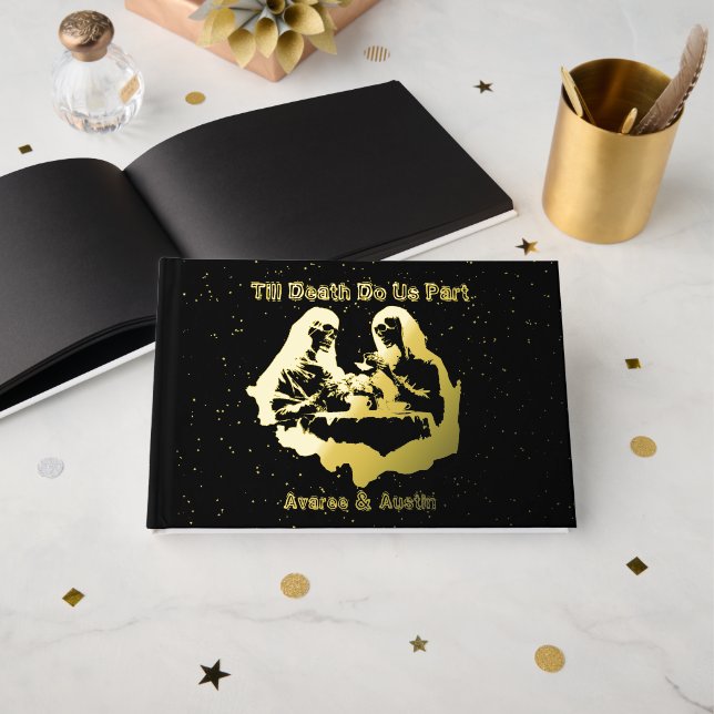 Schwarze und goldene Fohlen bis Tod tun uns Teil Gästebuch (Vorderseite Offen)
